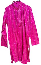 NWT Men's BOYS Kurta PAJAMA SET SZ 42 L/XL PINK/ RANI SEQUINS India-USA seller