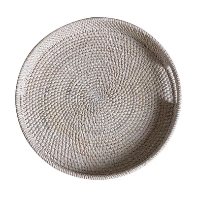 Round Woven Rattan Tray Multifunctional for Coffee Table, Home Décor - Bild 1 von 4