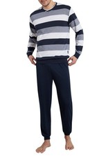 Götzburg Herren Pyjama blau quergestreift - Schlafanzug - Nachtwäsche