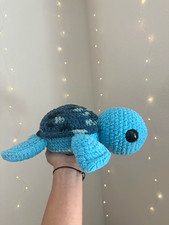 Handmade Crochet Turtle Plush Stuffed Animal Multi Blue