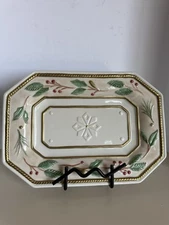 Fritz And Floyd Classics Winter Wonderland Snack Tray Snowflakes & Holly Berries