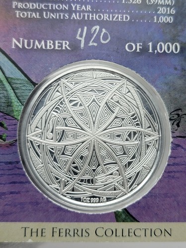 2016 Ivy The Fairy Ferris Collection 1 oncia .999 argento fine proof art sleeve certificato di autenticità - Foto 8 di 21