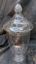 23" TALL --Clear Glass Apothecary Jar w/Lid UNUSED VTG NOS RARE 10" wide WOW