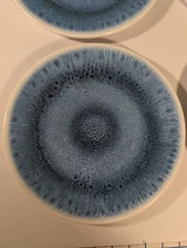 Blue Cracked Glaze 1/4 In Thick Melamine 10 1/2" Plates 4pcs Kidproof Durable