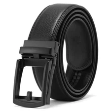 Ratchet Belt for Men， Mens Dress Belt 1 3/8" Leather Automatic Adjustable Click