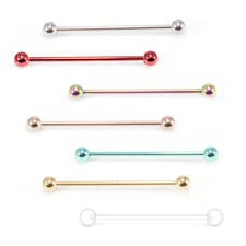 Stainless Steel Industrial Barbell and Retainer Cartilage Body Piercing 14G