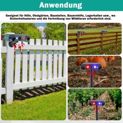 SOLAR TIERVERTREIBER ULTRASCHALL MARDER KATZEN HUNDE GEGEN MÄUSE-ABWEHR SCHRECK - Bild 3 von 14