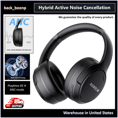 Wireless Over-Ear Hybrid Active Noise Cancelling Headphones, Deep Bass HD Sound