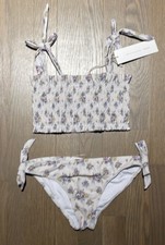 NWT Minnow Swim x Brock Collection Girls Floral Smocked Bikini, Sz 9/10