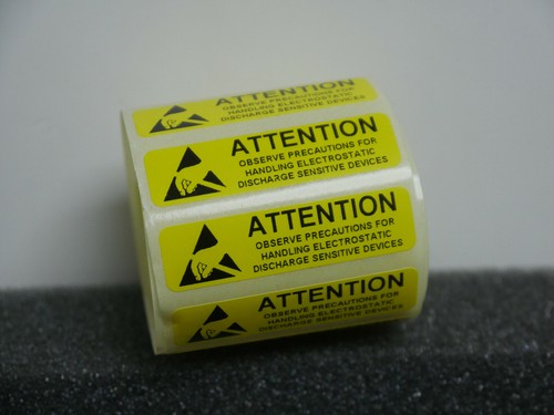 1000 etykiet ESD UWAGA antystatyczne 46x12mm antystatyczne naklejki ostrzegawcze lable - Zdjęcie 2 z 2