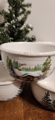 4pc St. Nicholas Square WINTER WHITE 3 Cereal Bowls, 1 Serving NEW - Picture 2 of 7