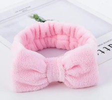 Adult Plush Makeup Hair Band Headband Women Cute Bow Spa Head Wrap - LIGHT PINK
