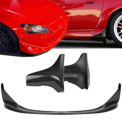[SASA] 2x Combo for 04-09 Honda S2000 AP2 CR Front Bumper Lip + STK Side Skirts