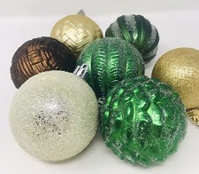 7 Christmas Shatterproof 3.5  Tree Ornaments Earth Tones