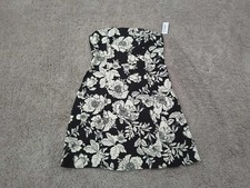 Old Navy Strapless Dress Womens Medium Black Floral Tube Top 55% Linen Summer