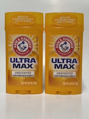 Arm & Hammer Ultra Max Solid Antiperspirant Deodorant, Unscented, 2.6 oz  2 Pack