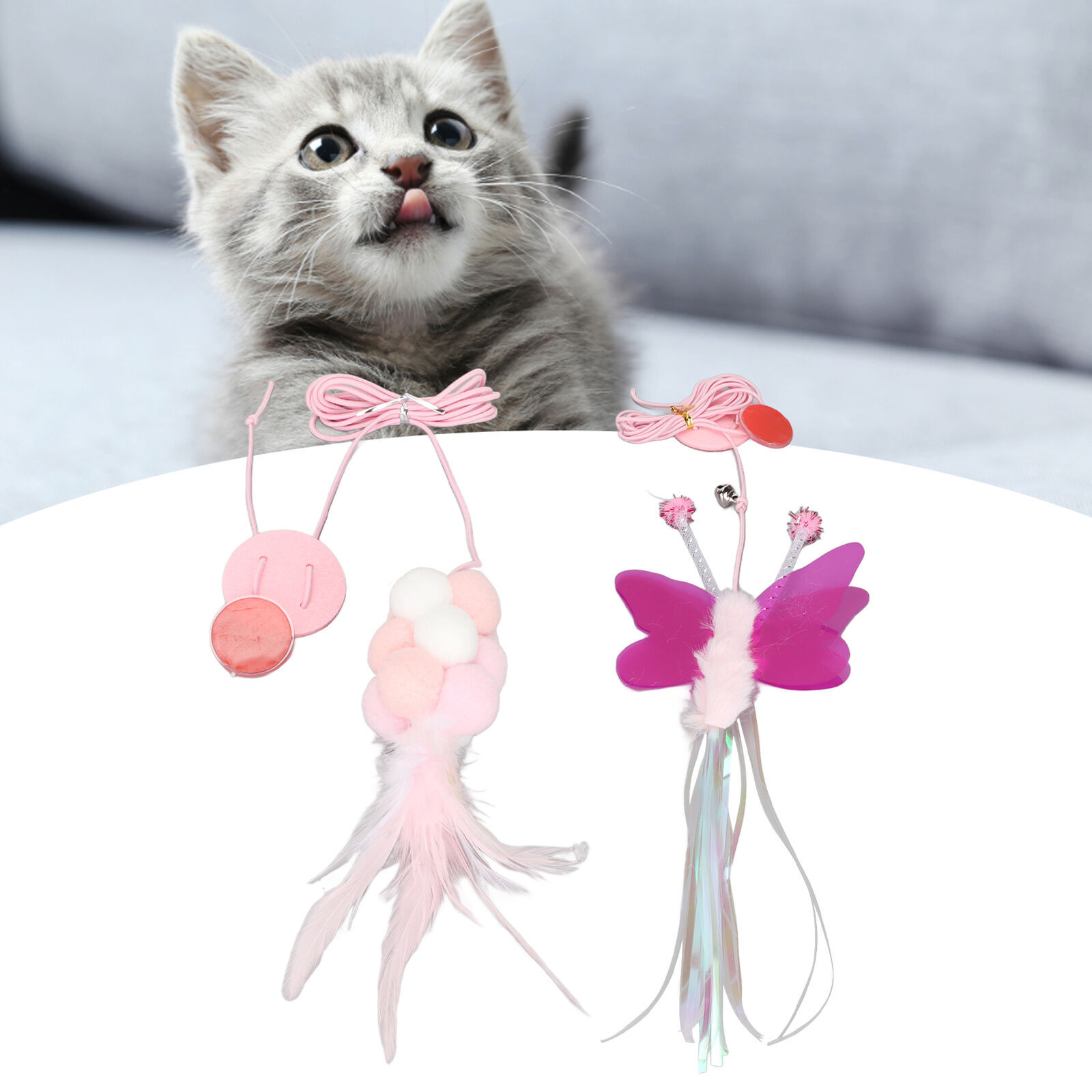 Cat Interactive Toys Retractable Adjustable Elastic Rope Hanging Cat Toy for Pet