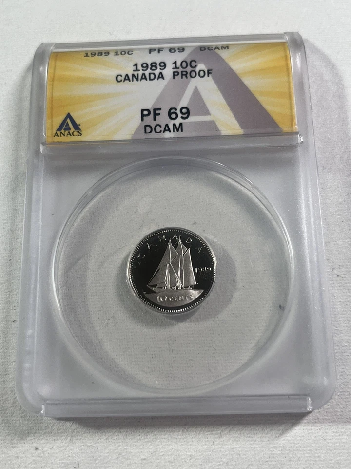 1989 Canada 10 Cents Proof Graded PR 69 DCAM by ANACS - Image 2 of 4