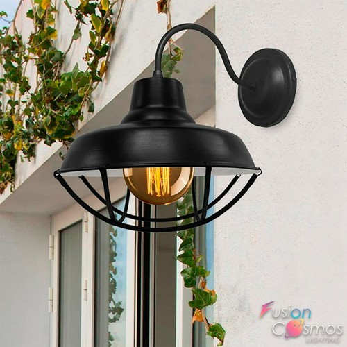 Rustic Farmhouse Wall Sconce Gooseneck With Grill - Barn Light Aluminum Outdoor - Picture 7 of 10