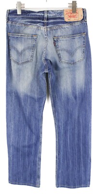 LEVI'S 501 Jeans Herren W32/~L31 Whiskers Straight Fit Casual Faded Button Blue
