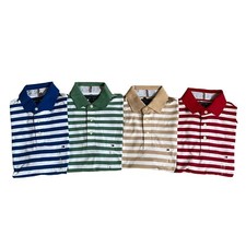 Tommy Hilfiger Men's Slim Fit Stretch Cotton Mesh Stripe Short Sleeve Polo Shirt