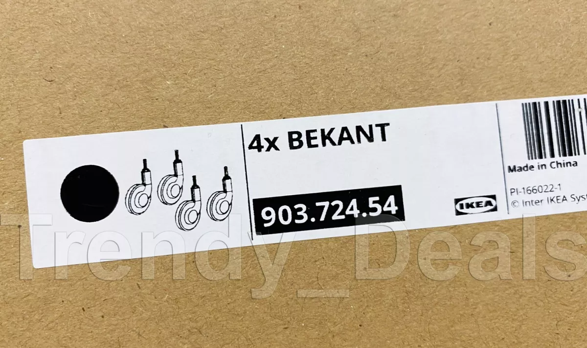 SET of 4 Ikea BEKANT Casters Wheels Rubber Coated 903.724.54 Black NEW