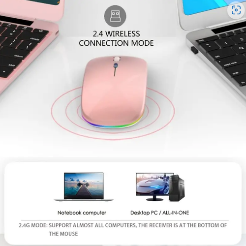 Wireless Mouse Mute Rechargable, For Notebook Desktop - Picture 3 of 5