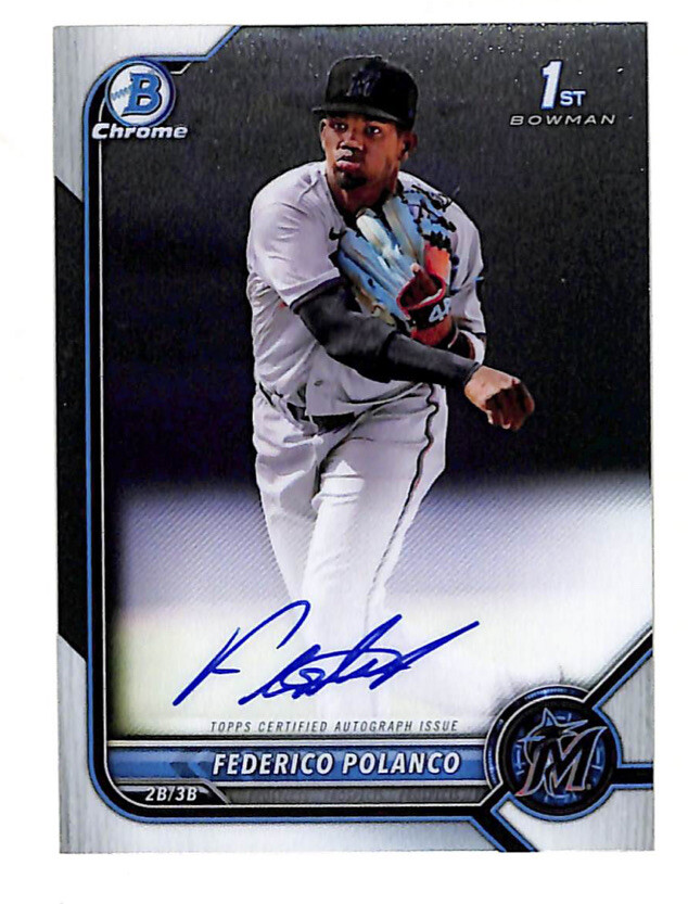 2022 Bowman Chrome Federico Polanco 1st Auto Autograph Card Marlins  ID2