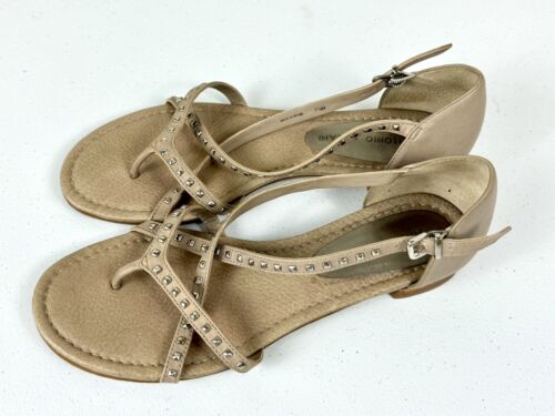 Antonio Melani Size 7.5 M Beige Studded Leather Sandals Womens Shoes - Picture 5 of 12