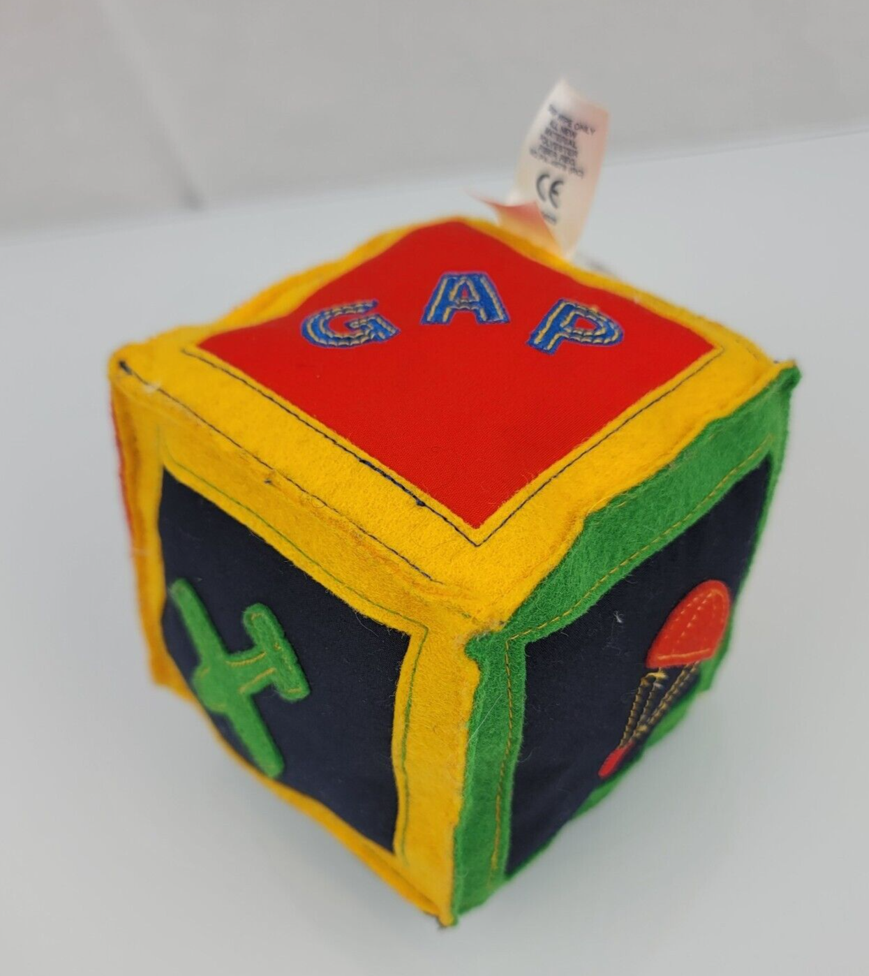 Vintage Baby Gap Square Baby Block Felt Rattle Toy Airplane Air Plane ...