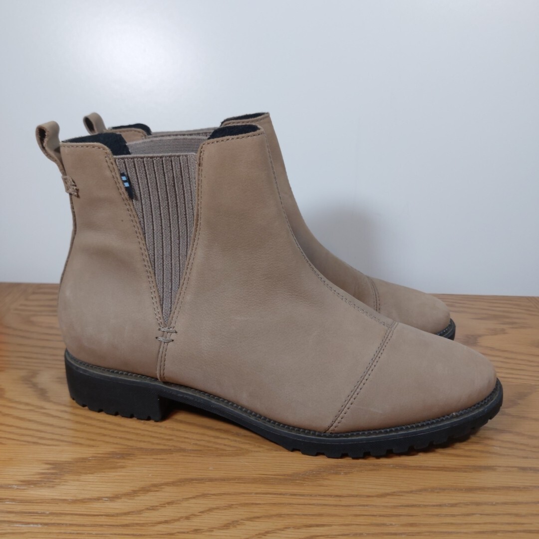 Toms Boots Leather Chelsea Boots Slip-On Casual Formal Women’s UK Size 7.5 Used-image