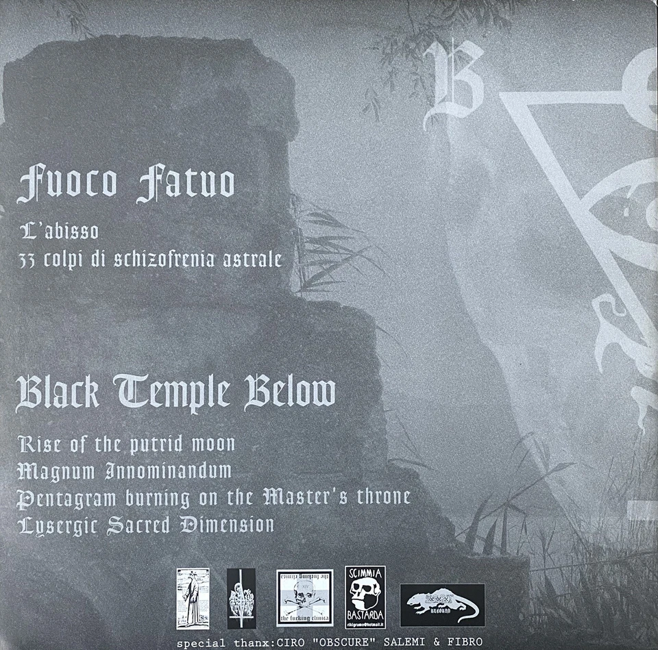 BLACK TEMPLE BELOW / FUOCO FATUO - SPLIT LP VINYL BLACK METAL ANATOMIA NARGAROTH - Изображение 2 из 4