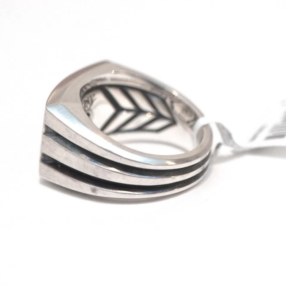 Anello Signet Bevelato Da Uomo Nuovo In Argento E Pietersite Taglia 10 AS IS - Immagine 4 di 4