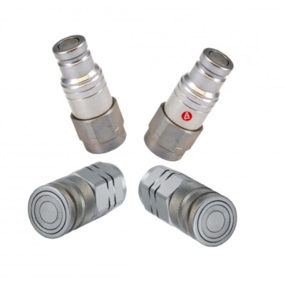 Flat Face 1/2'' Unterbrecher Hydraulik Schlauchkupplung 2 Sonden männlich 2 weiblich Träger Set