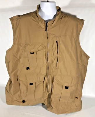RedHead Men s Hunting Shooting Vest XXL Khaki Tan Full Zip Flap Pocket Sleeveles