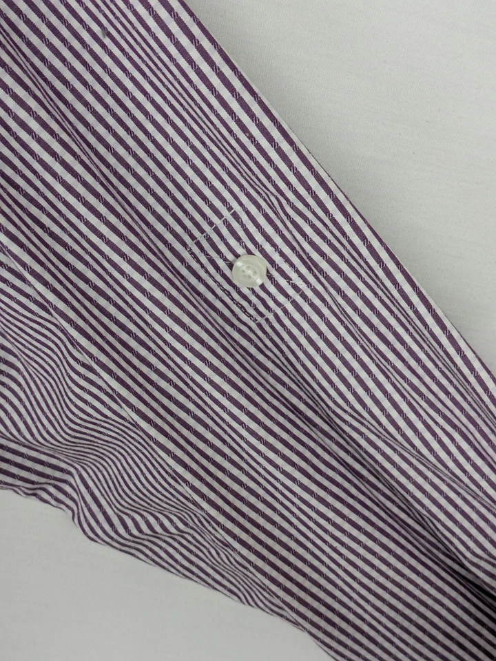 SYNRGY Dress Shirt Mens 4XLT Purple White Stripe Button Up Long Sleeve Easy Care - Image 4 of 4