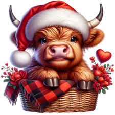 30 Custom Christmas Basket Highland Cow Personalized Address Labels