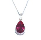 925 Sterling Silver  Lab created sapphire ruby pendant chain necklace 2.2g 18" — photo 1