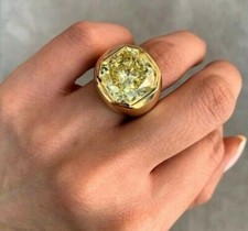 Yellow Citrine Ring for Men's Sterling Silver 925 Gold Plated Auction Jewelry