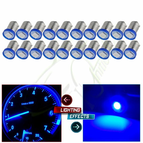 20X Pure Blue BA9S 1SMD LED Interior Instrument Panel Light Bulb Car