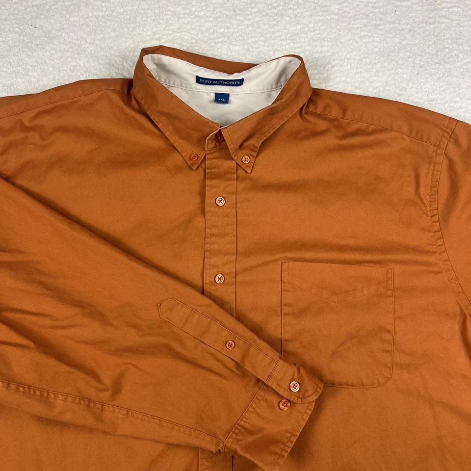Рубашка мужская Port Authority 4XL на пуговицах с длинным рукавом рабочая одежда повседневная оранжевая - Изображение 3 из 4
