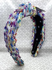 Lele Sadoughi Silver Metallic Confetti Knotted Headband