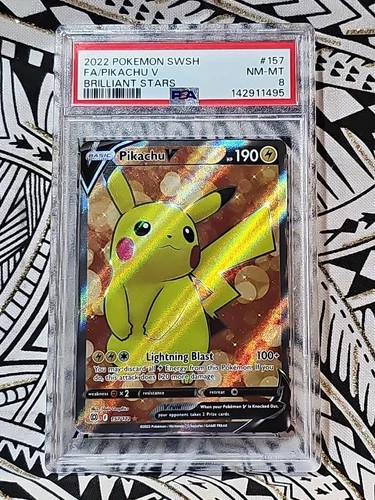 Pikachu V 2022 Pokemon Sword & Shield Brilliant Stars FA 157 PSA 8 NM-Mint (495)