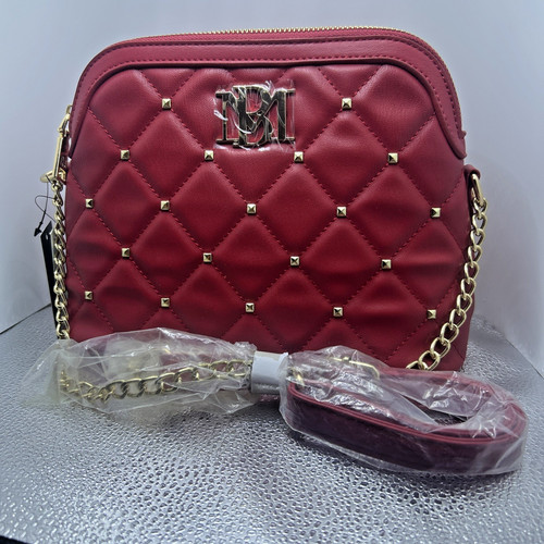 BAGLEY MISCHKA RED GOLD STUDDED CROSS BODY BEAUTIFULLY MADE 10 WIDE 7.5 HIGH NWT