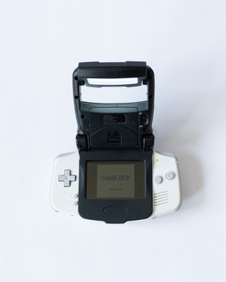 Nintendo Game Boy Advance Arctic White AGB-001 w/ Gamester Light Attachement!