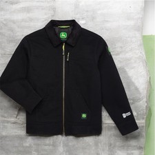 JOHN DEERE BOYS JACKET SIZE S 6-7 BLACK CANVAS TRUCKER JACKET QUILTED
