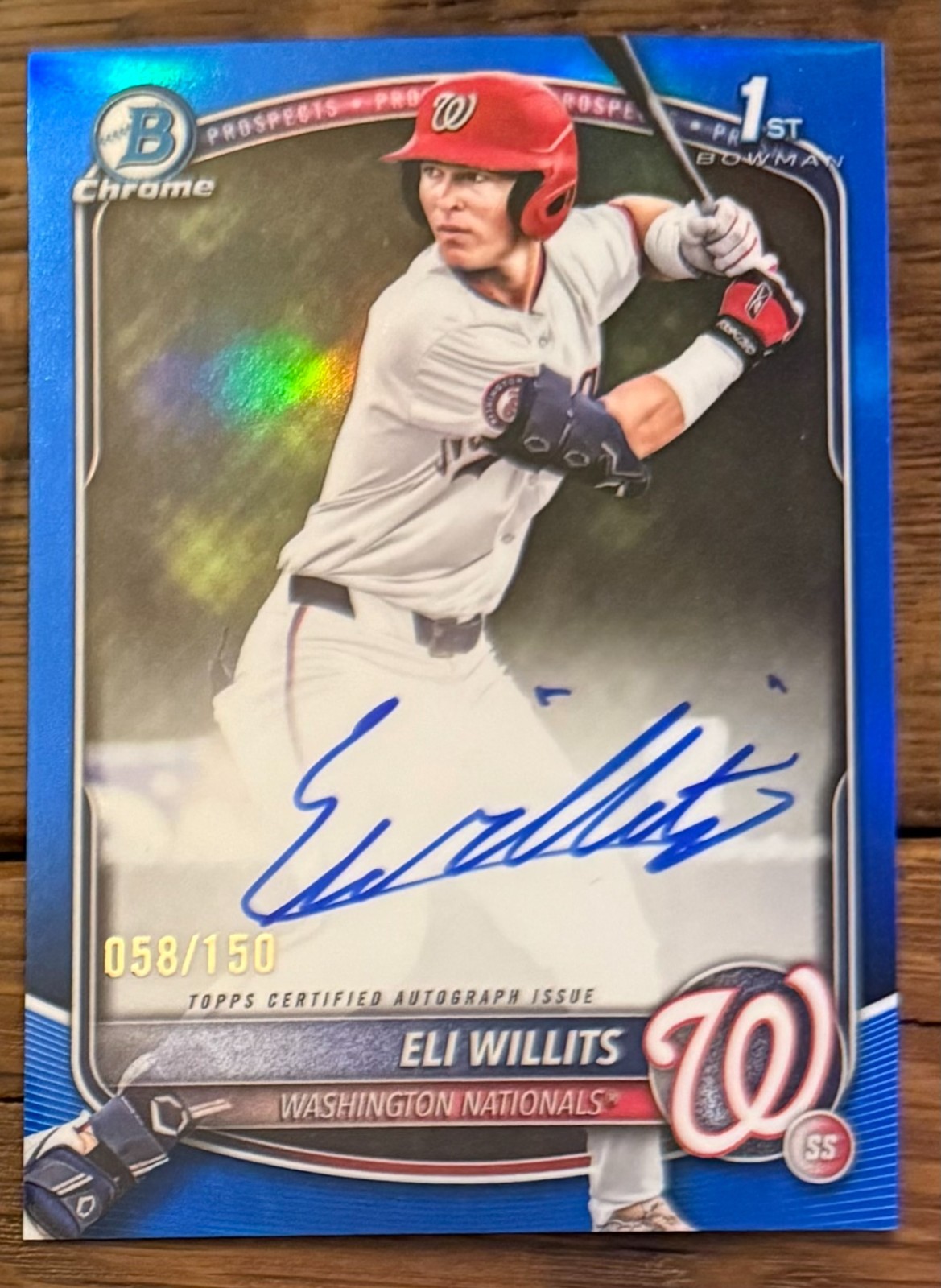 2025 Bowman Draft ELI WILLITS  1st Chrome Auto  TRUE BLUE REFRACTOR  58/150