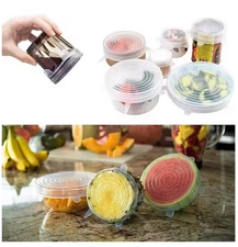 Reusable 6pcs Silicone Stretch Container Lid Cover Kitchen Food Silicone Wrap