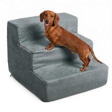 3-Step Pet Stairs - Nonslip Foam Dog and Cat Steps with Removable Zippered Mi...