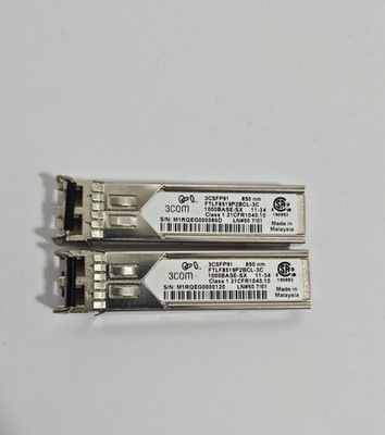 3Com 3CSFP91 Lot of 2 1000BASE-SX SFP 850nm Transceiver
